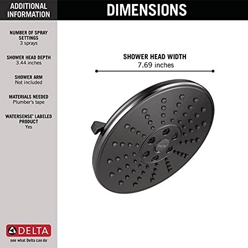 DELTA FAUCET Delta Faucet 3-Spray Touch-Clean H2Okinetic Shower Head, Matte Black 52688-BL