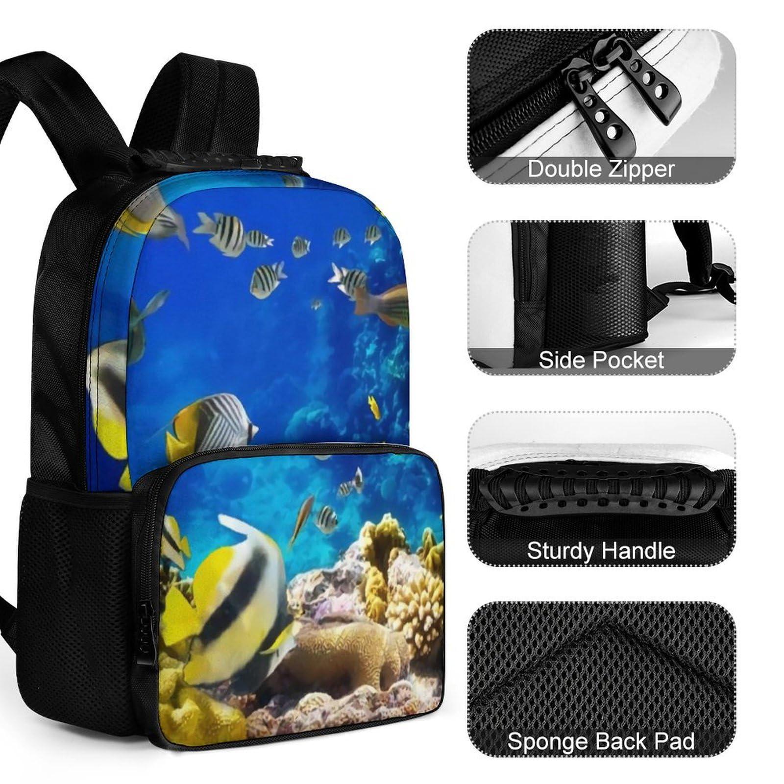 GYAUOLOP034 Tropical Fish with Coral Reef Travel Backpack 16 in Laptop Bag Lightweight Rucksack Business Daypack for Work Office