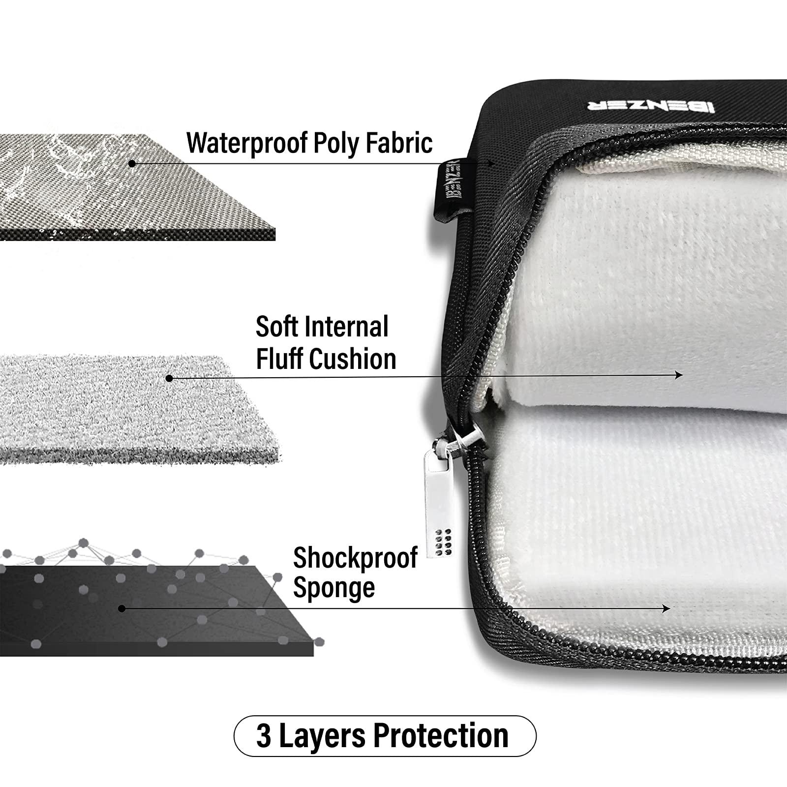 IBENZER iBenzer 15.6 16 inch Laptop Computer Sleeve Carrying Case Bag for New MacBook Air 15-inch M2 A2941, MacBook Pro 15/16-inch, 15" Surface/Dell/HP/Acer/Lenovo Chromebook, Black LS-SLD15-BK