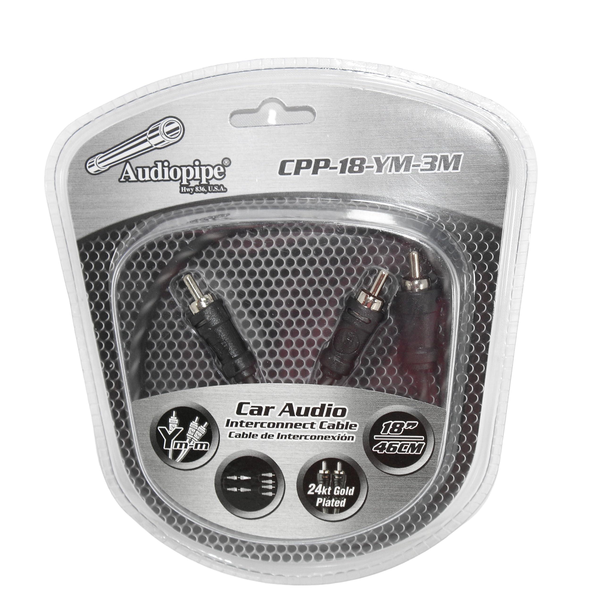 Audiopipe Audiopipe 18" 1 Male to 2 Male RCA Cable, HQ 24kt Gold connections