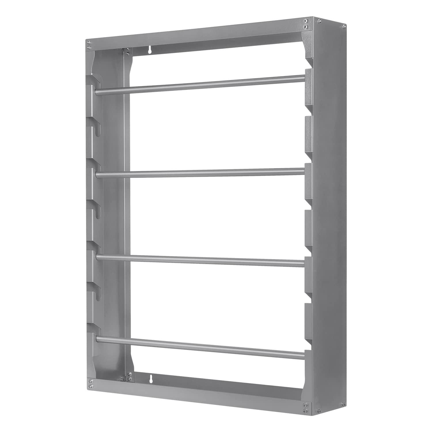 foriy foriy Wire Spool Rack, Heavy Duty Cold-Rolled Steel Wire Dispenser, Conduit Display Rack, Wall Mounted Spool Storage Rack for Electrical Industrial Retail Use 4 Adjustable Rods Grey