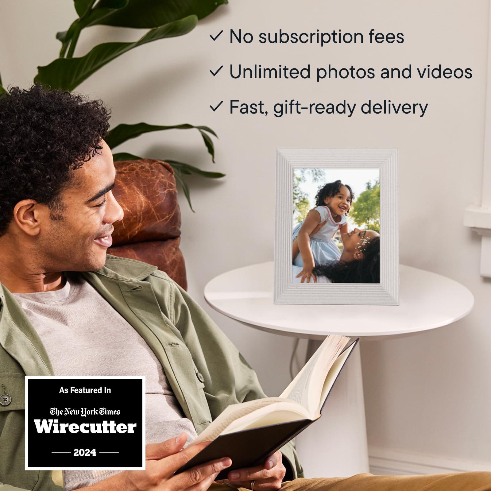 AURA Aura Mason WiFi Digital Picture Frame | Wirecutter\'s Best Digital Frame for Gifting | Send Photos from Your Phone | Quick, Easy Setup in Aura App | Free Unlimited Storage | White