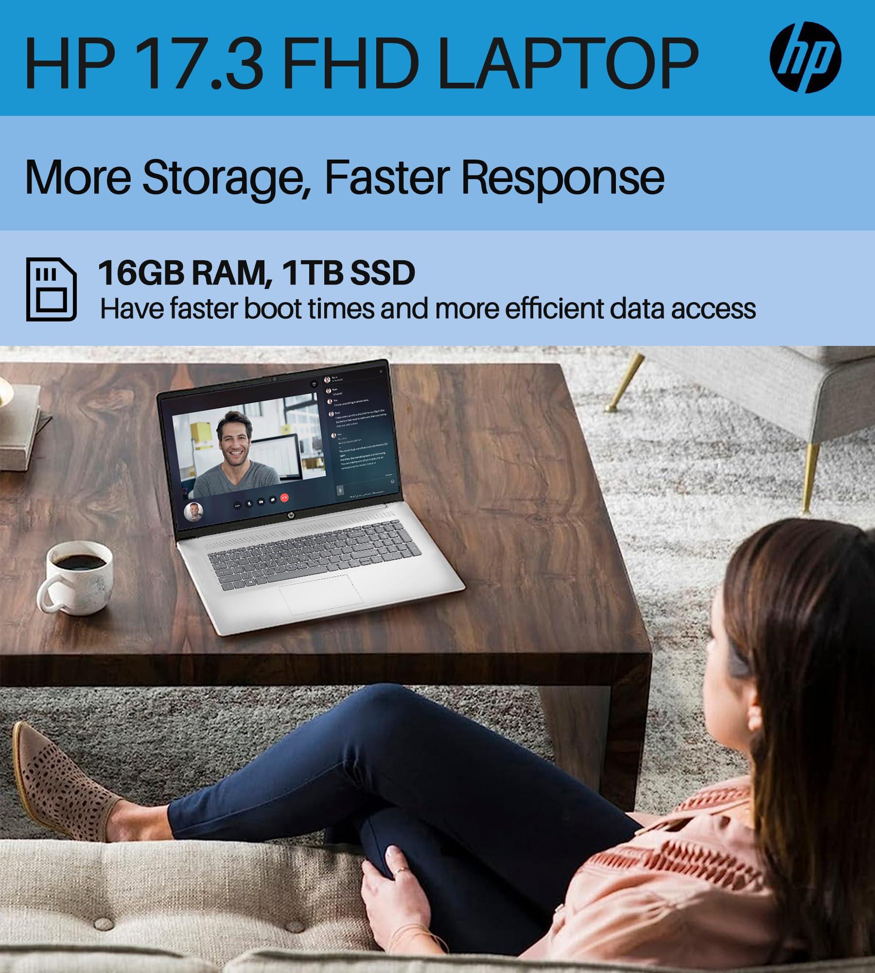 HP HP 17.3 Laptop, 2023 Best Laptop for Working, 17.3" FHD Display, Intel Core i5 1335U Processor up to 4.6GHz, 16GB RAM, 1TB SSD, Intel Iris Xe Graphics, Wi-Fi 6, Backlit Keyboard, Windows 11 Home