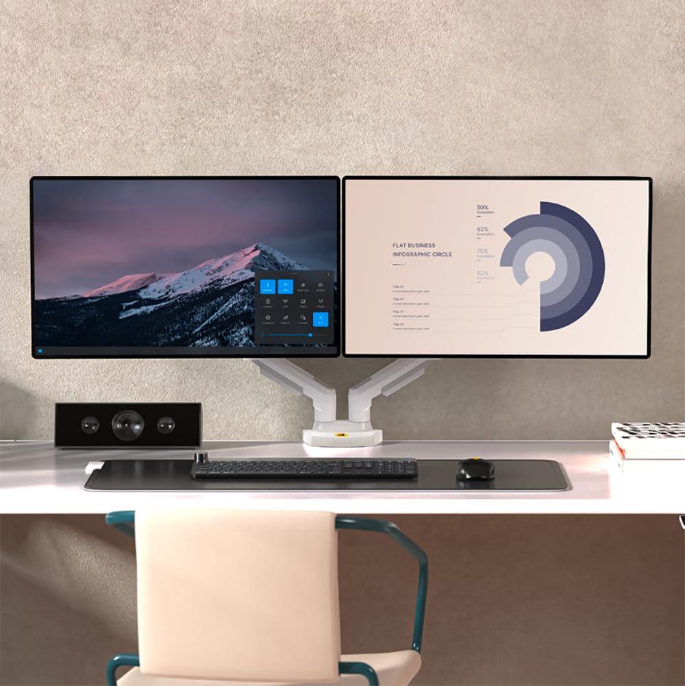 NB North Bayou NB North Bayou Dual Monitor Desk Mount Stand Full Motion Swivel Computer Monitor Arm for Two Screens 17-27 Inch with 4.4~19.8lbs Load Capacity for Each Display F160-W