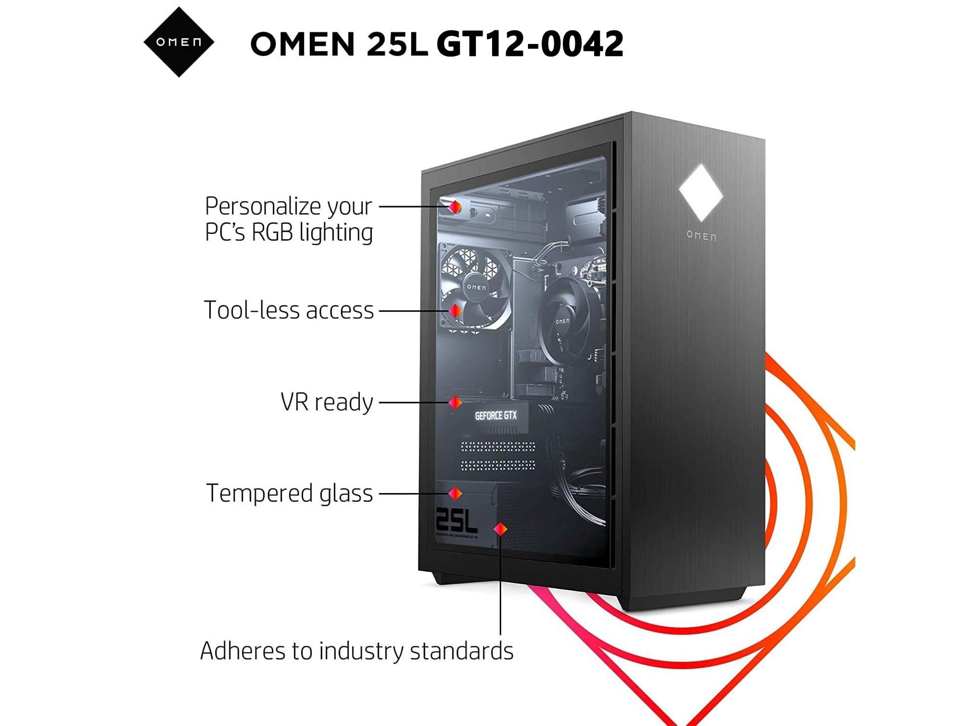 HP HP OMEN 25L Gaming Desktop PC for Student & Business, AMD Ryzen 7 3700x (8-core), NVIDIA GeForce GTX 1660, 64GB RAM|2TB SSD, USB-C, RJ-45, Mouse & Keyboard Included, Windows 11, RK Bundle, GT12-0042