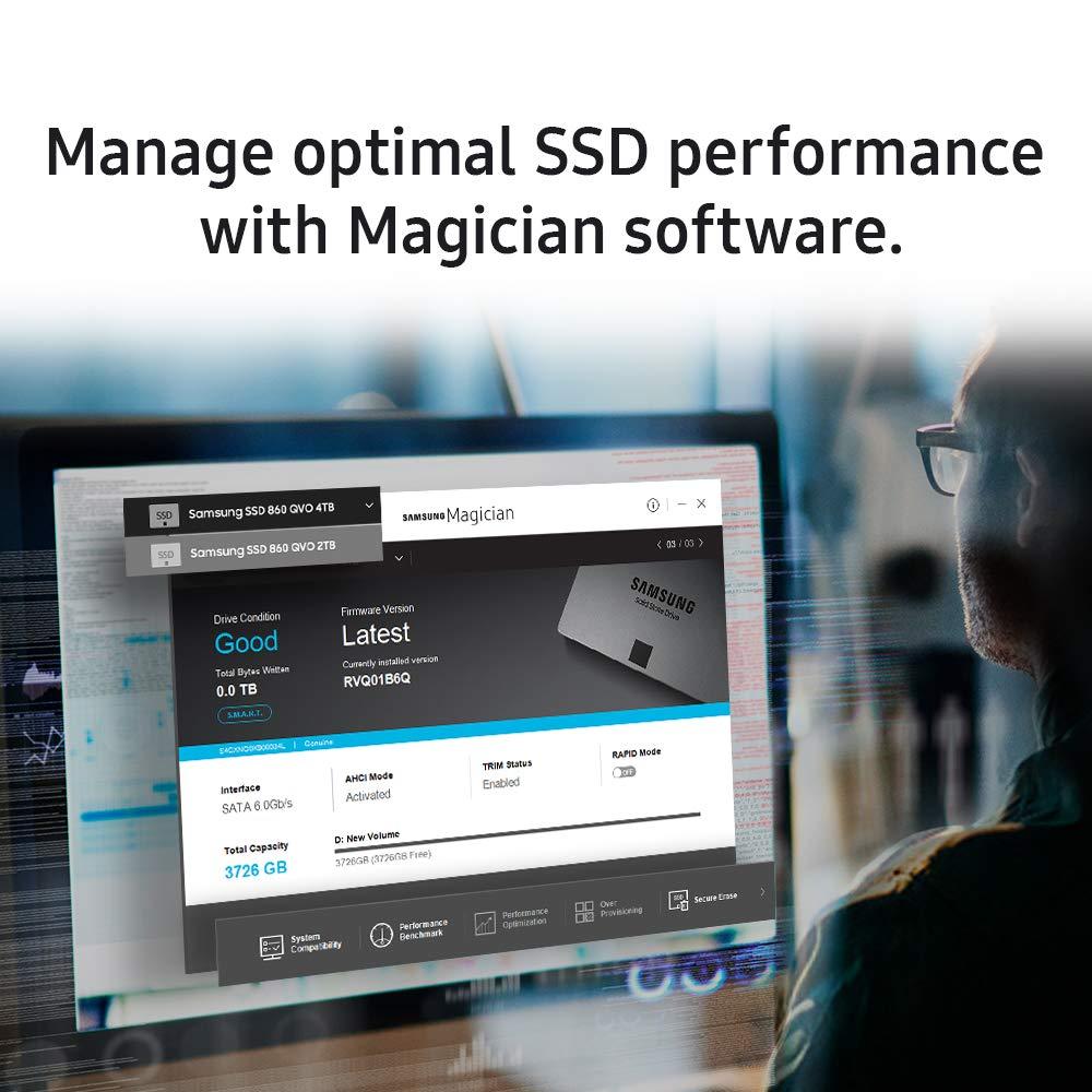 SAMSUNG Samsung 860 QVO SSD 4TB - 2.5 Inch SATA 3 Internal Solid State Drive with V-NAND Technology (MZ-76Q4T0B/AM), Gray