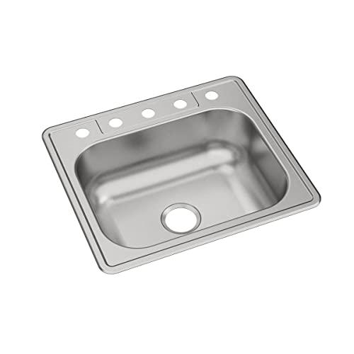Elkay Dayton Stainless Steel 25" x 22" x 8-1/16", 5-Hole Single Bowl Drop-in Sink