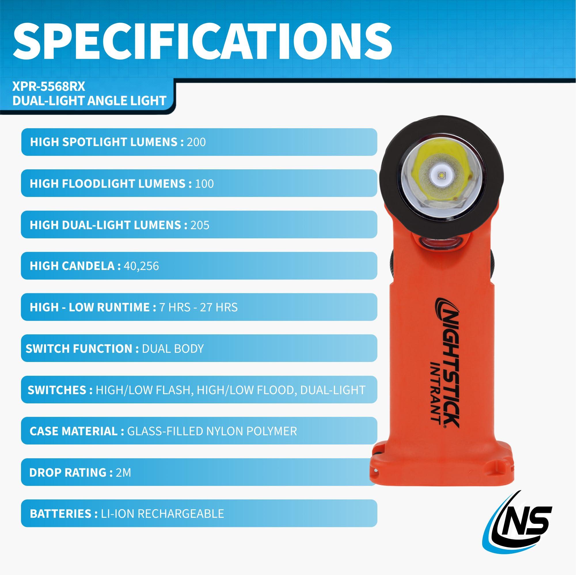 Nightstick Nightstick Intrant Rechargeable Instrinsically Safe Permissible Dual-Light Angle Light (Red)