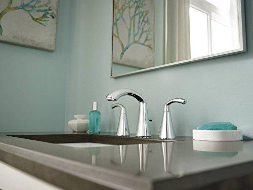 Moen Moen Glyde Chrome Two-Handle 8-Inch Widespread High Arc Modern Bathroom Sink Faucet, Valve Required, T6173