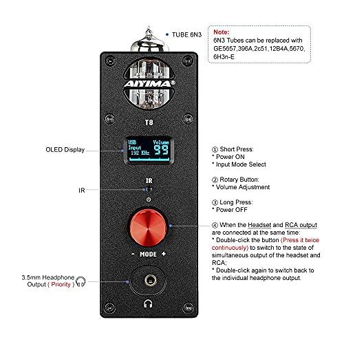 AIYIMA AIYIMA T8 Digital Tube Preamp and AIYIMA A07 Tpa3255 Power Amplifier Receiver 2 Channel 300W+300W Class D Amp Bundle