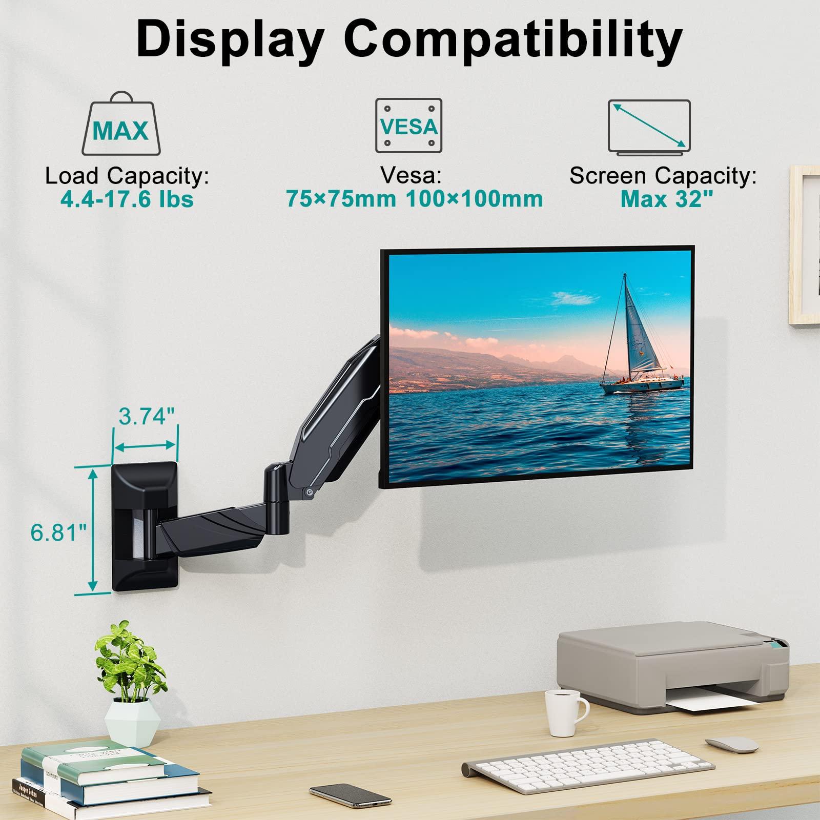 MOUNT PRO MOUNT PRO Monitor Wall Mount for 13 to 32 Inch Computer Screens and Universal Non-VESA Monitor Mount Adapter