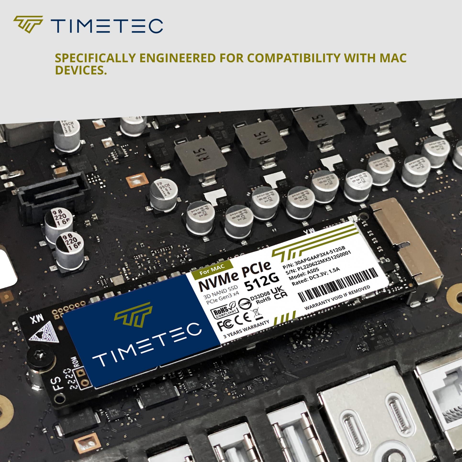 Timetec Timetec 512GB MAC SSD NVMe PCIe Gen3x4 3D NAND TLC Read Up to 2,000MB/s Compatible with Apple MacBook Air (2013-2015, 2017), MacBook Pro (2013-2015), iMac (2013-2019), Mac Pro (2013), Mac Mini (2014)