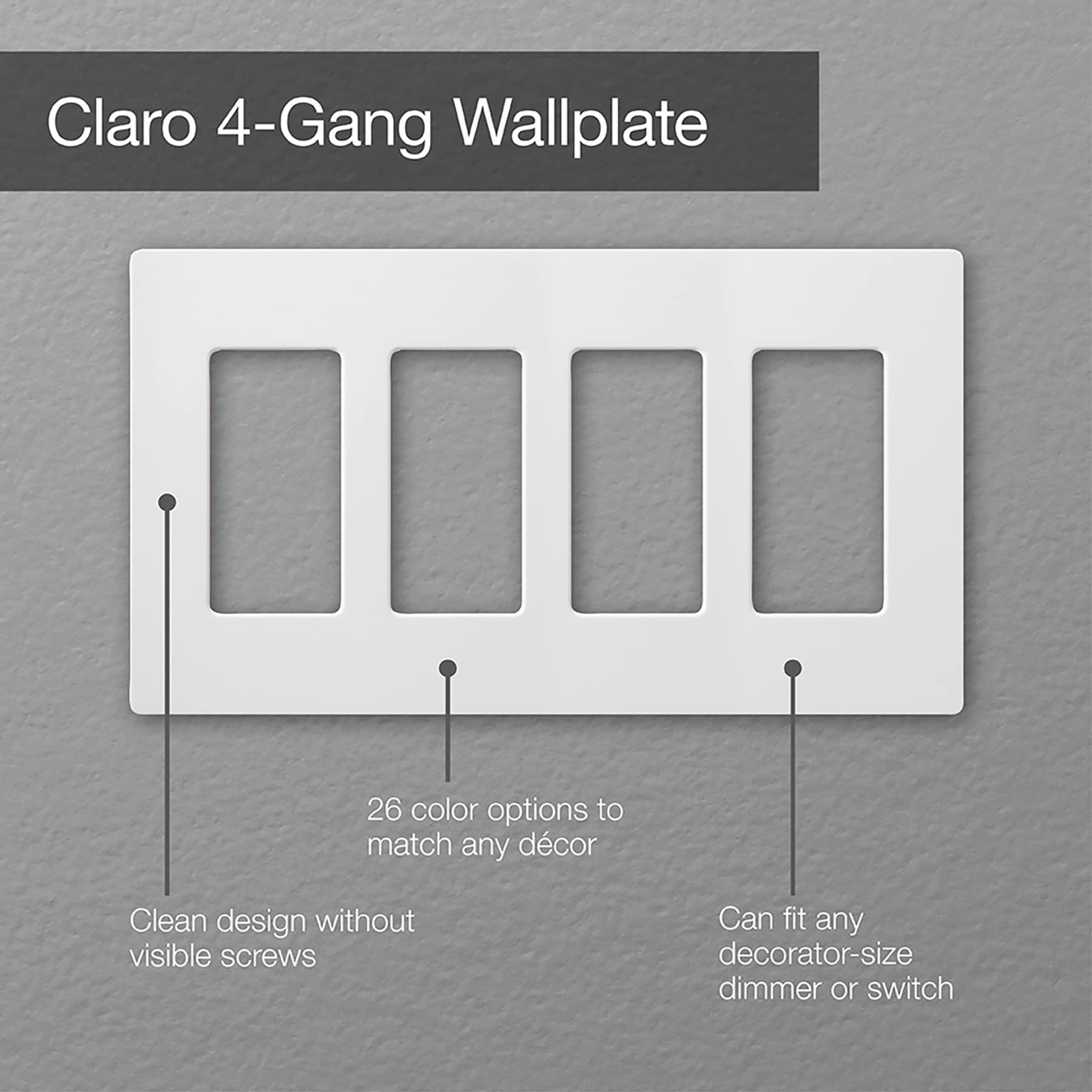 Lutron Lutron Claro 4 Gang Decorator/Rocker Wallplate, Gloss, White (12-Pack) | CW-4-WH