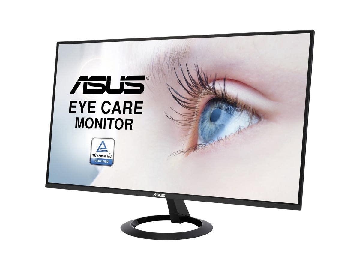 ASUS ASUS 27 1080P Monitor (VZ27EHE) - Full HD, IPS, 75Hz, 1ms, Adaptive-Sync/FreeSync, Low Blue Light, Flicker Free, Ultra-Slim, VESA Mountable, Frameless, HDMI, VGA, 14\"x24.1\"x1.5\",Black