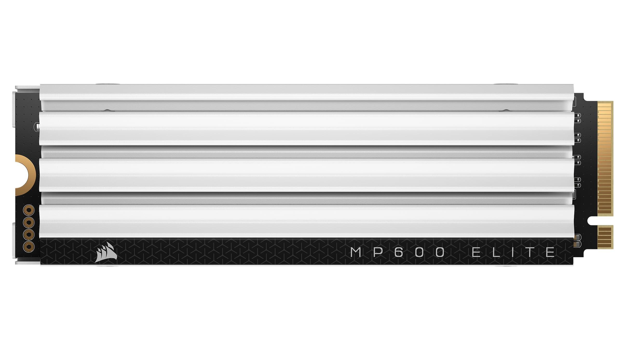 Corsair Corsair MP600 Elite 2TB M.2 PCIe Gen4 x4 NVMe SSD Optimized for PS5 Included Heatsink M.2 2280 Up to 7,000MB/sec Sequential Read High-Density 3D TLC NAND White