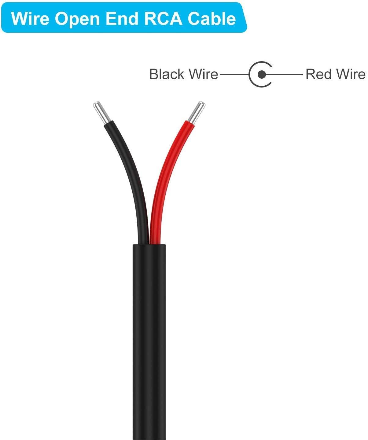 Adaptermvp RCA to Bare Wire Cable, (2 Pack 20AWG 6.6 ft) Replacement RCA Male Plug Jack Connector Adapter to Bare Wire Open End Audio Video RCA Cable for Repair