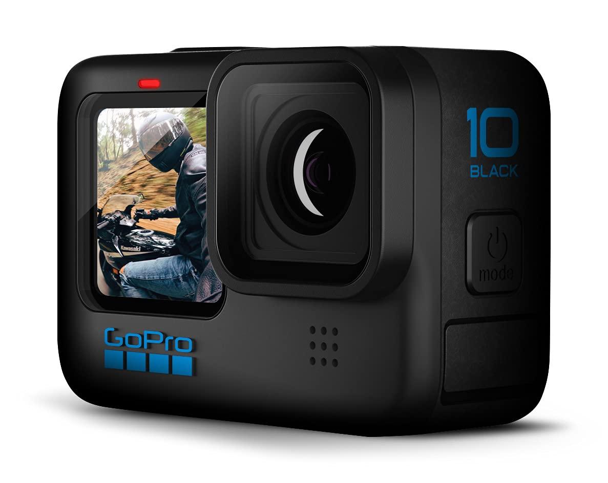 GoPro GoPro HERO10 (Hero 10) Black - Waterproof Action Camera with Front LCD and Touch Rear Screens, GP2 Engine, 5K HD Video, 23MP Photos, Live Streaming, + 64GB Extreme Pro Card and 2 Extra Batteries