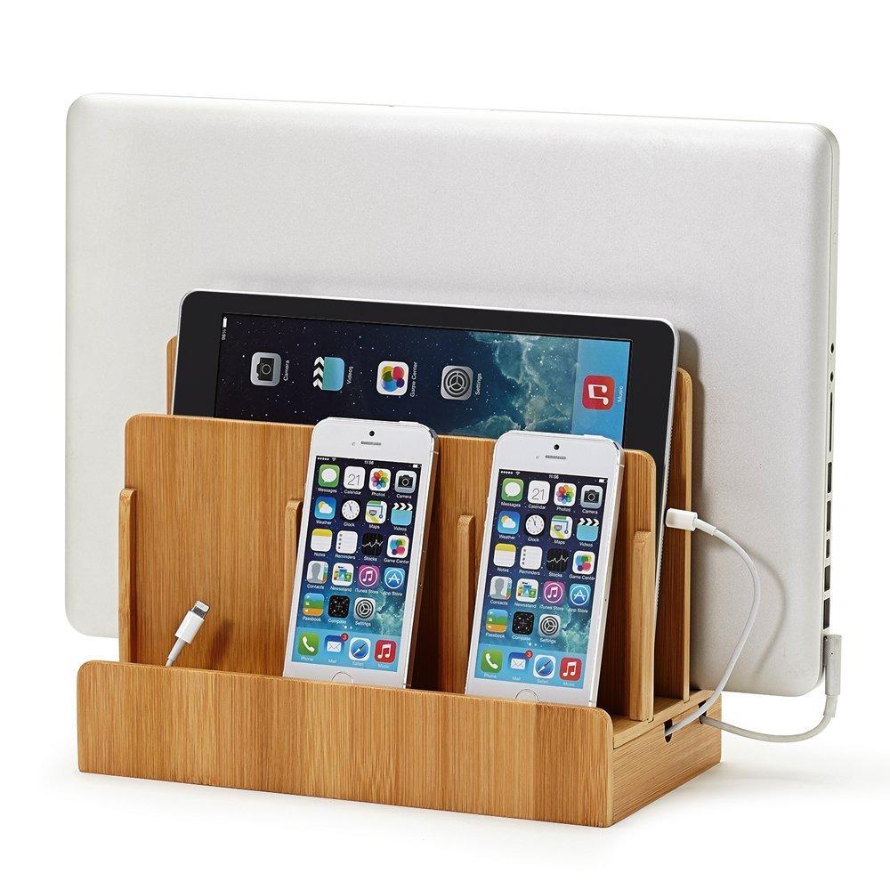 Great Useful Stuff Great Useful Stuff G.U.S. Multi-Device Charging Station Dock & Organizer - Multiple Finishes Available. for Laptops, Tablets, and Phones - Strong Build, Eco-Friendly Bamboo