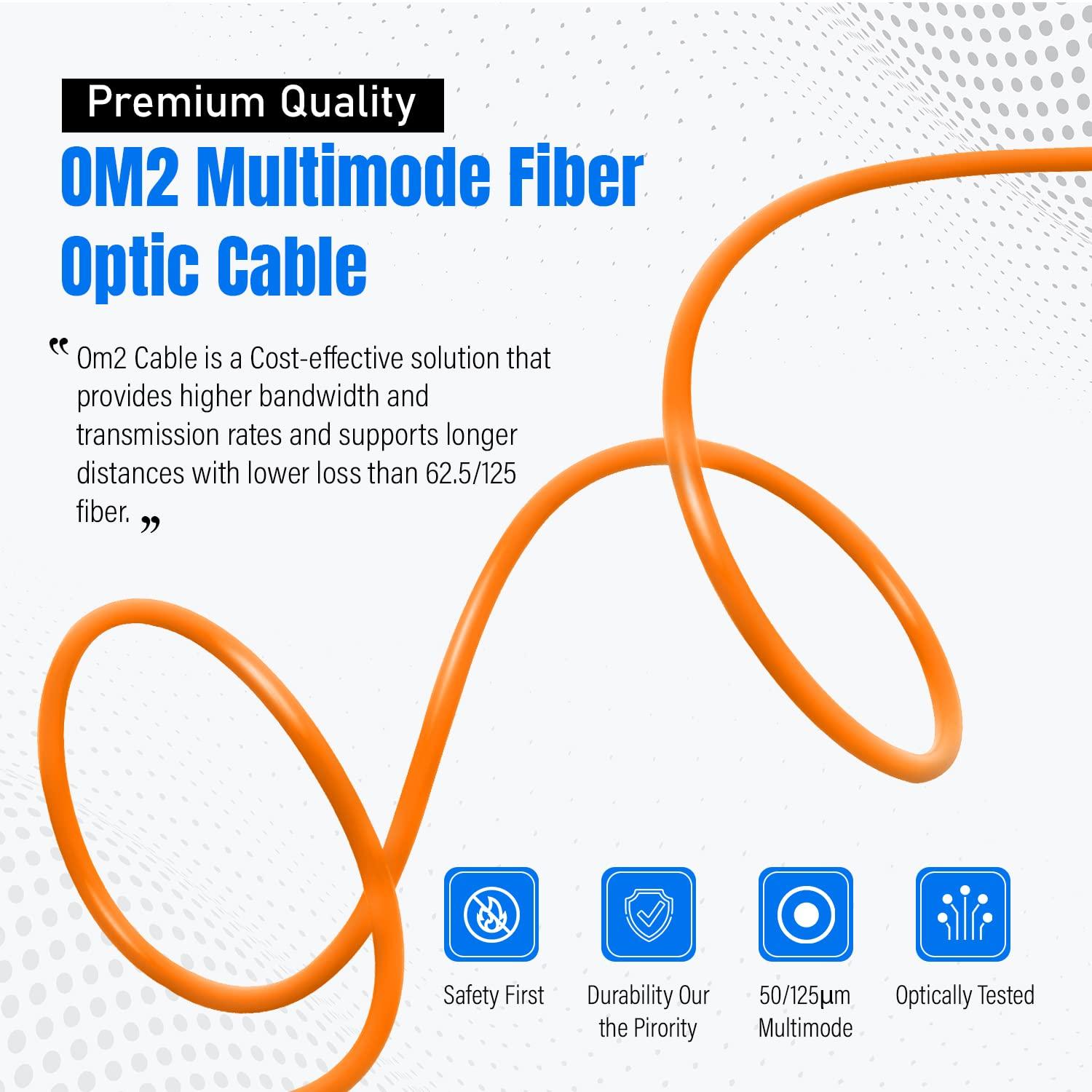 NewYork Cables NewYork Cables Fiber Patch Cable | SC to SC Multimode Duplex OM2 50/125 Jumper Cord | 3M (9.84ft) 10gb Fiber Optic Cable (Orange)