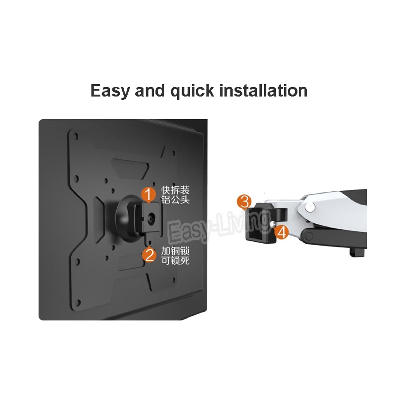 UPGENT 35"-55" Heavy Duty Gas Spring Flexible TV Wall Mount Full Motion LCD LED Monitor Mount Arm Loading 9-20kgs