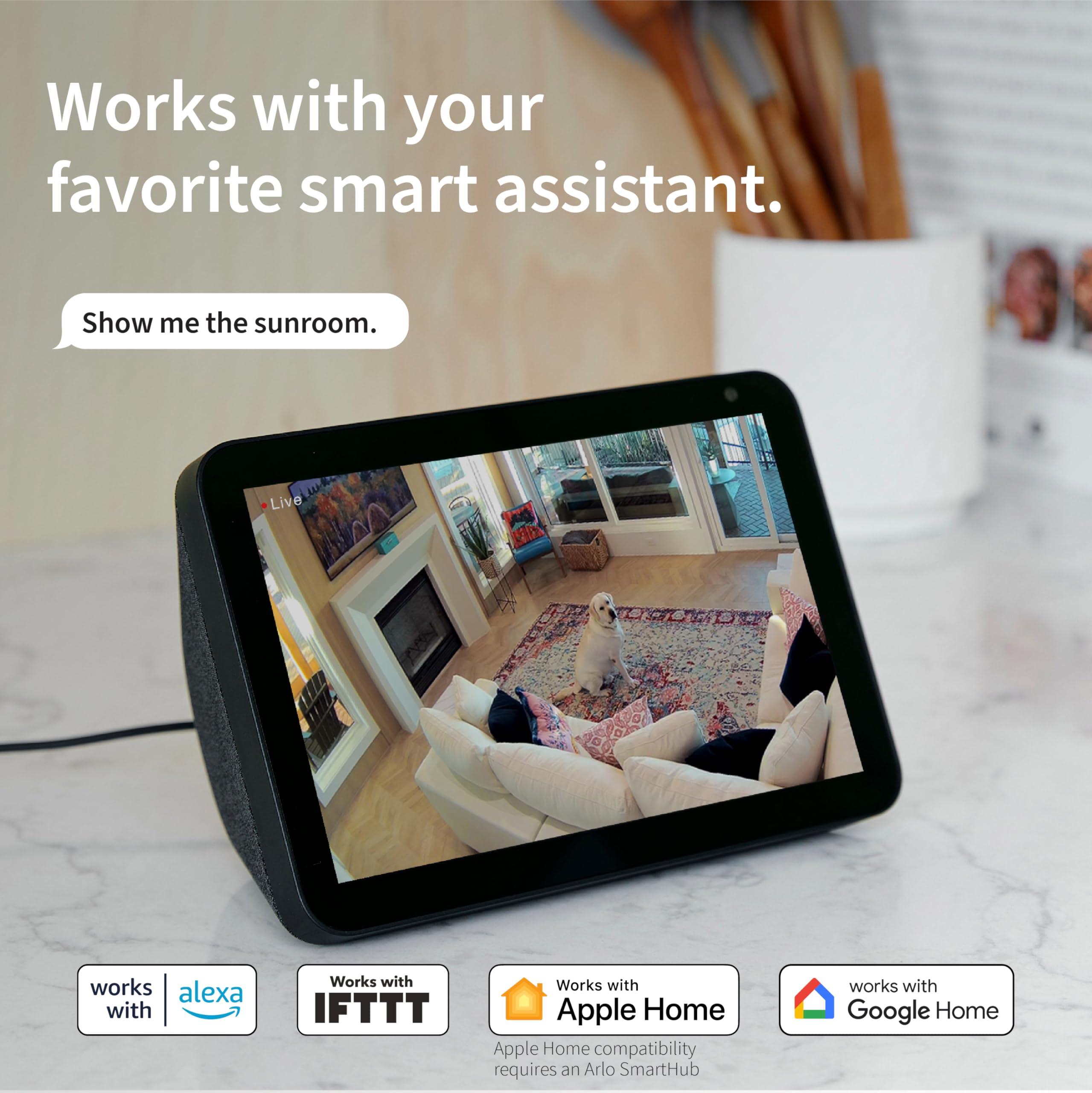 Arlo Arlo Essential Security Camera 1080p HD | Outdoor - Indoor | 2nd Gen | Wireless with Spotlight, 2-Way Audio, Color Night Vision, Live Stream, Real Time Notifications, Wide Angle - White, 3 Cameras