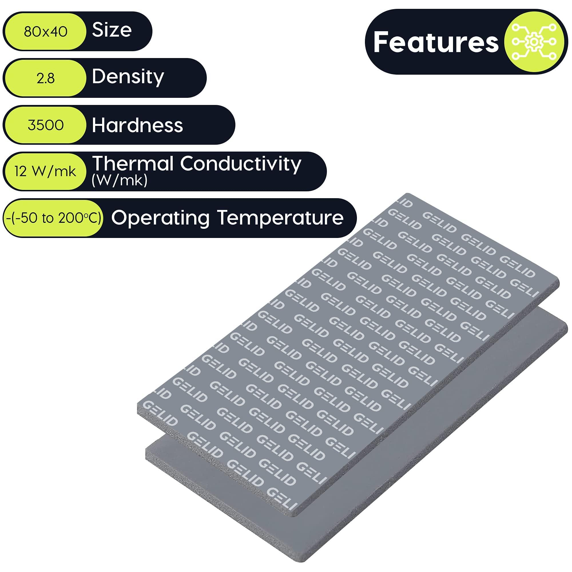 Gelid Solutions Gelid Solutions GP-Extreme Thermal Pad 80 x 40 x 2.0 mm Excellent Heat Conduction, Ideal Gap Filler Easy Installation Thermal Conductivity 12W