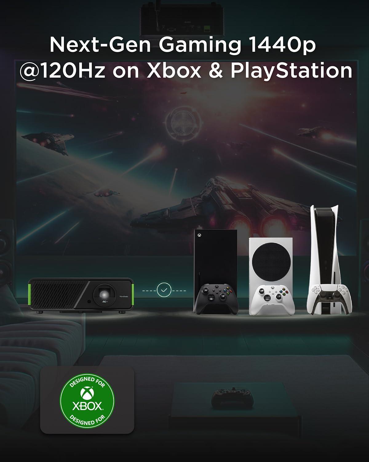 ViewSonic ViewSonic X1-4KPro 4K UHD LED Projector Designed for Xbox with Built-in Google TV and Netflix, 2500 ANSI Lumens, H/V Keystone, 4 Corner Adjustment, 1.3x Optical Zoom for Smart Home Theater