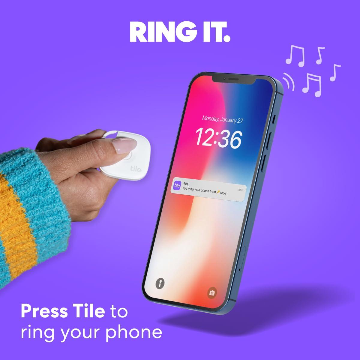 Tile Tile by Life360 Mate (2024) Bluetooth Tracker, Keys Finder and Item Locator for Keys, Bags and More. Phone Finder. Both iOS and Android Compatible. 4-Pack (Black)