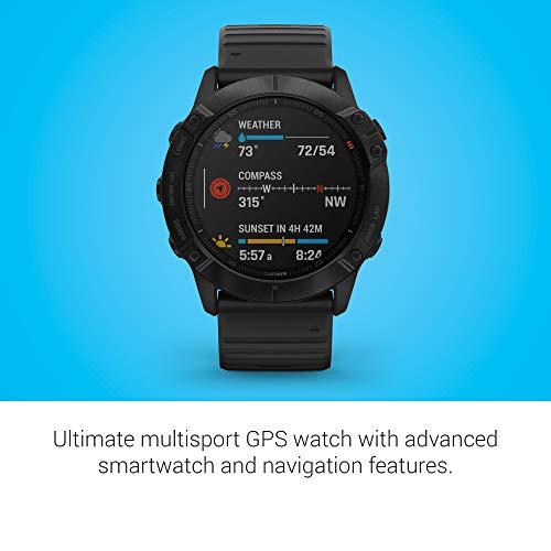 Garmin Garmin 010-02157-00 Fenix 6X Pro, Premium Multisport GPS Watch, Features Mapping, Music, Grade-Adjusted Pace Guidance and Pulse Ox Sensors, Black