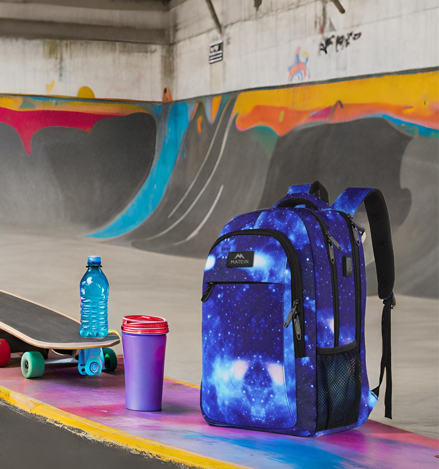 MATEIN MATEIN School Backpack for Boys Girls, Anti Theft College School Laptop Bookbag for Students with USB Charging Port, Water Resistant Slim Travel Laptop Backpack Fits 15.6 In Computer Gifts for Men