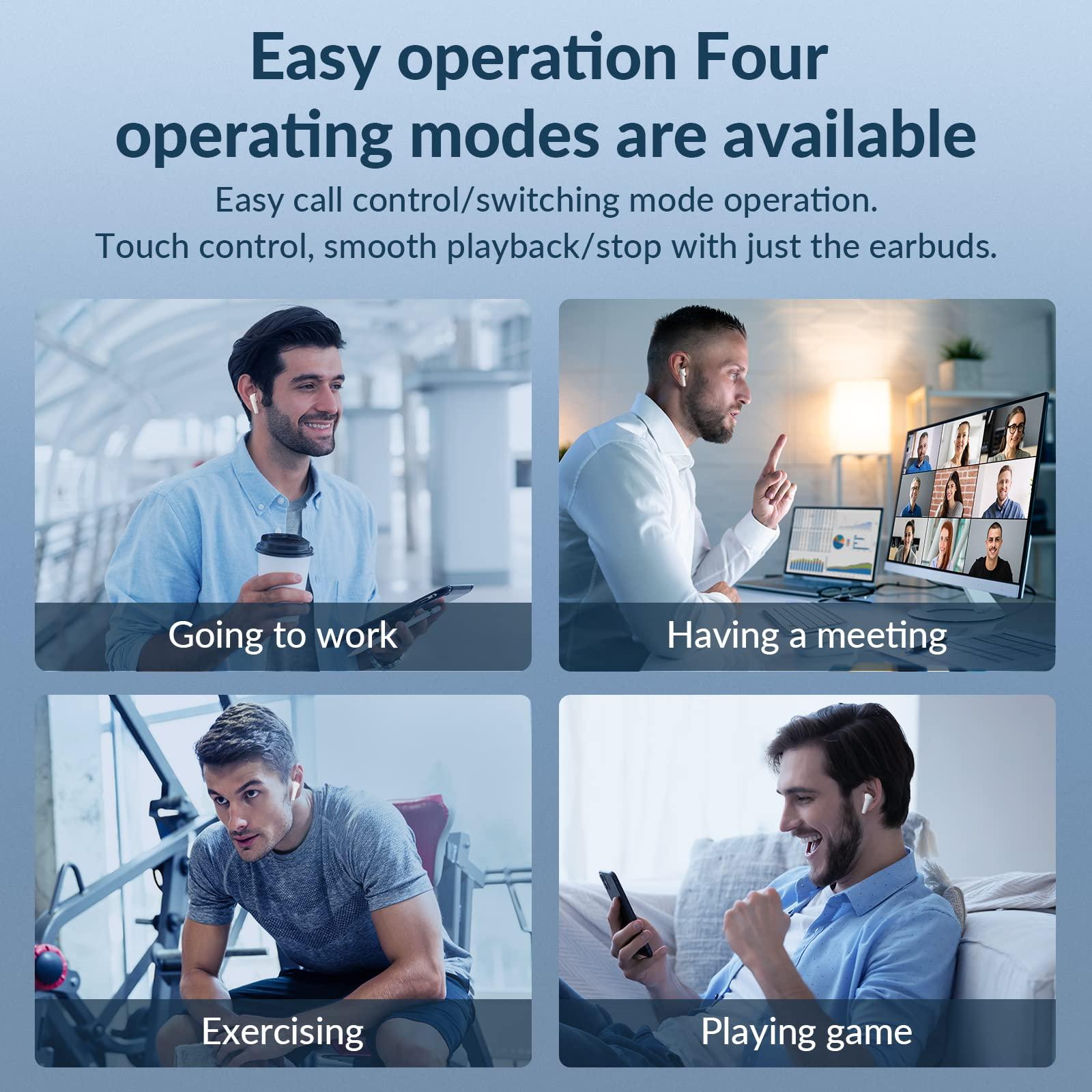 TONEMAC TONEMAC M3 Wireless Earbuds Noise Cancelling, Bluetooth Earphones Active Noise Cancellation,4 ENC Mic,30 Hours Playtime,Deep Bass, in-Ear Headphones Compatible with iOS/Android/PC, White