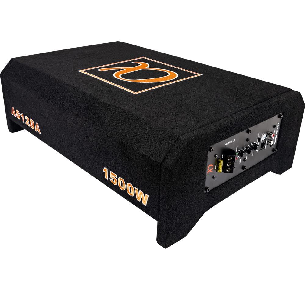 Alphasonik Alphasonik AS120A 12" 1500 Watts with a Built-in Amplifier Down-Firing Shallow Mount Enclosed for Tight Spaces in Cars and Trucks, Slim Thin Loaded Subwoofer Air Tight Sealed Bass Enclosure