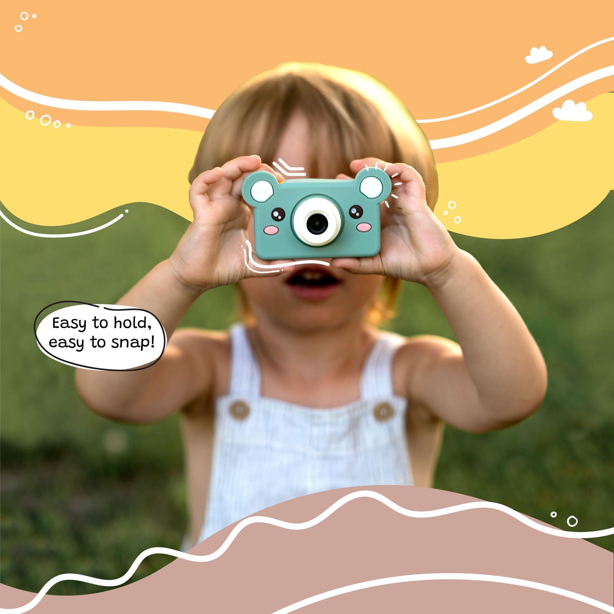 Kidamento Kidamento Kids Digital Camera & Video Camcorder, Soft BPA-Free Silicone Casing, 32GB Memory Card - Model C - Mikayo The Bear