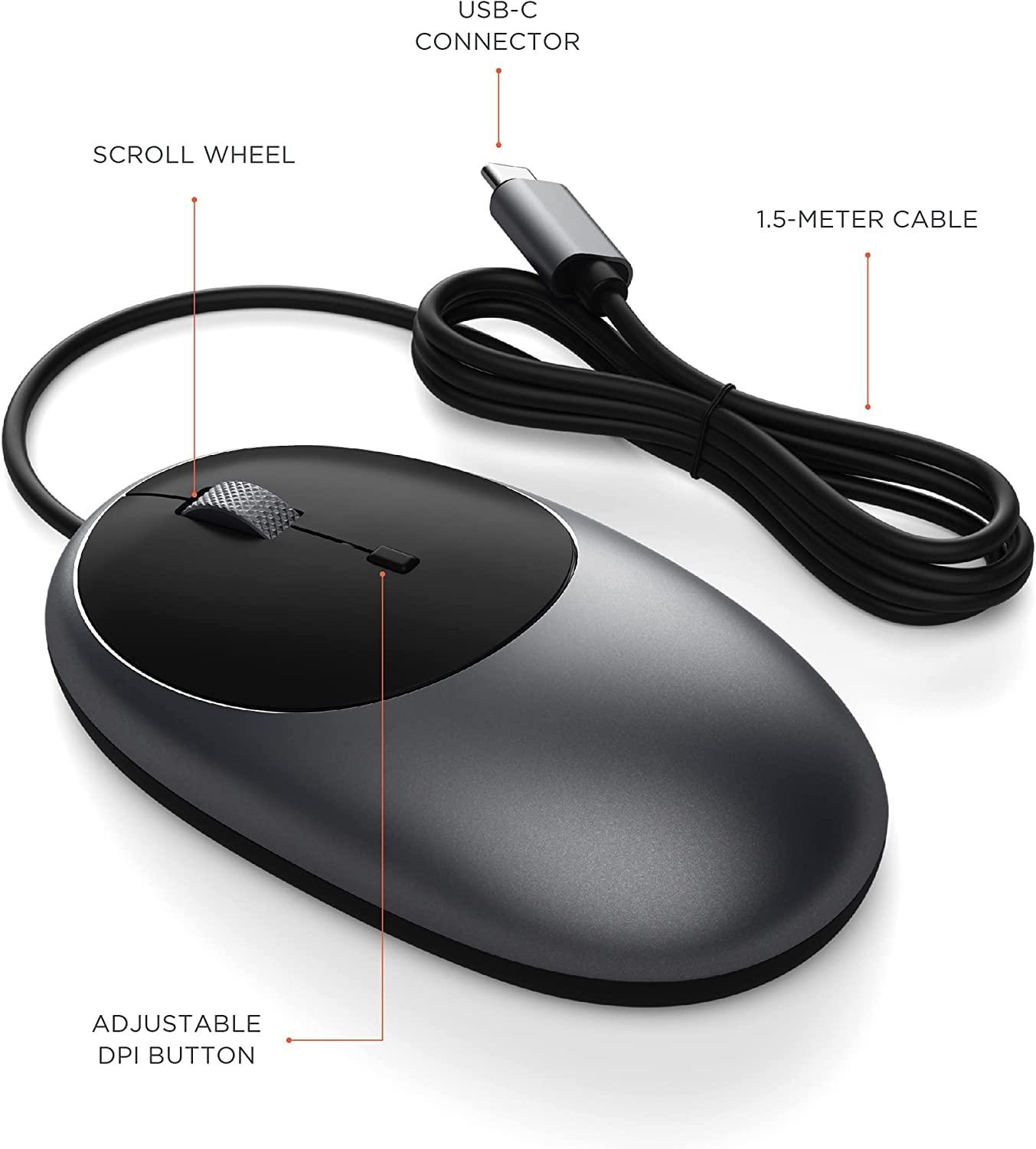 Satechi Satechi Slim W1 Wired Keyboard & Aluminum C1 Wired Mouse Bundle, USB C Connection, Backlit Keys, Adjustable DPI, for MacBook Pro/Air, iPad Pro/Air, iMac, Latops, Desktops, and Tablets