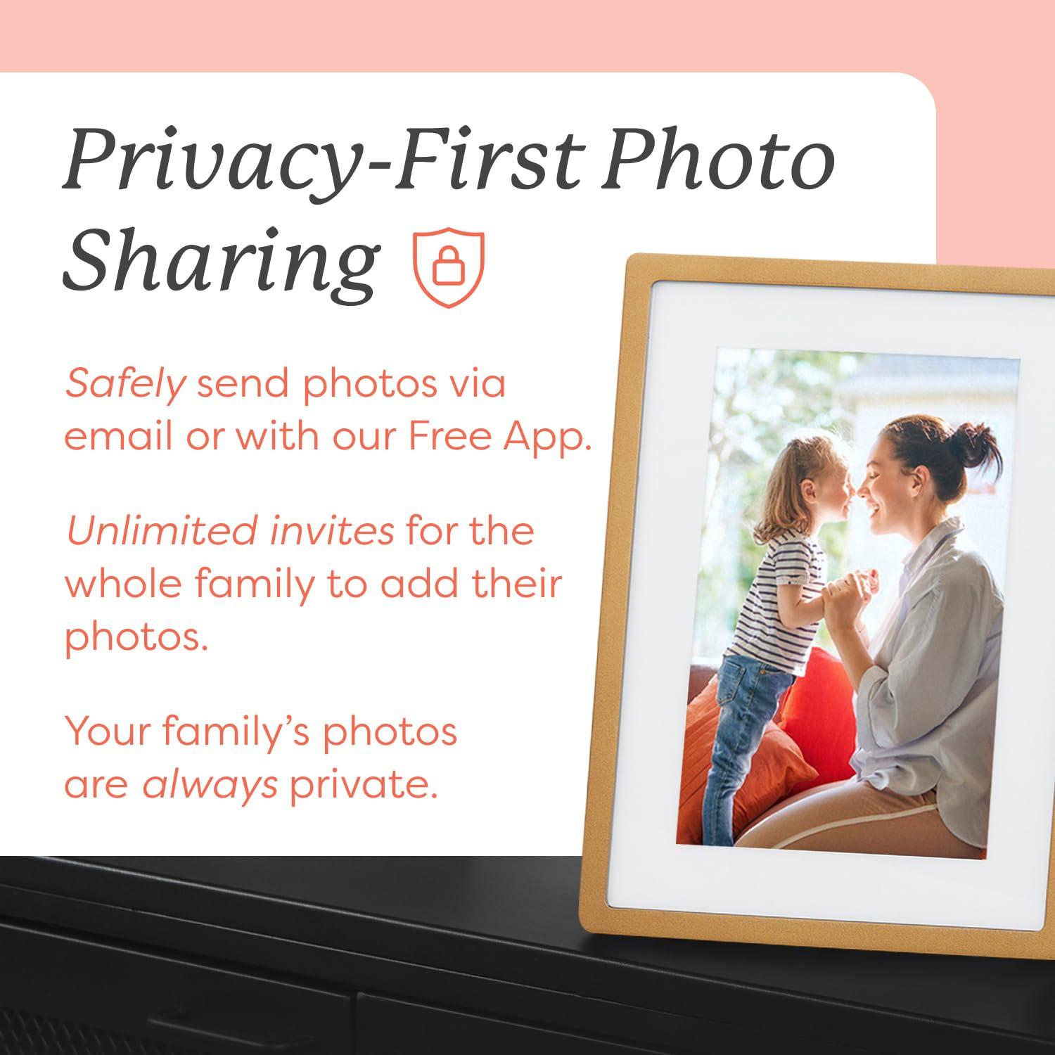 Skylight Skylight Digital Picture Frame - WiFi Enabled with Load from Phone Capability, Touch Screen Digital Photo Frame Display - Customizable Gift for Friends and Family - 10 Inch Gold