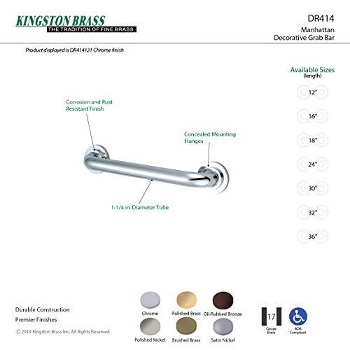 Kingston Brass Kingston Brass DR414181 Designer Trimscape Manhattan Decor 18-Inch Grab Bar with 1.25-Inch Outer Diameter, Polished Chrome