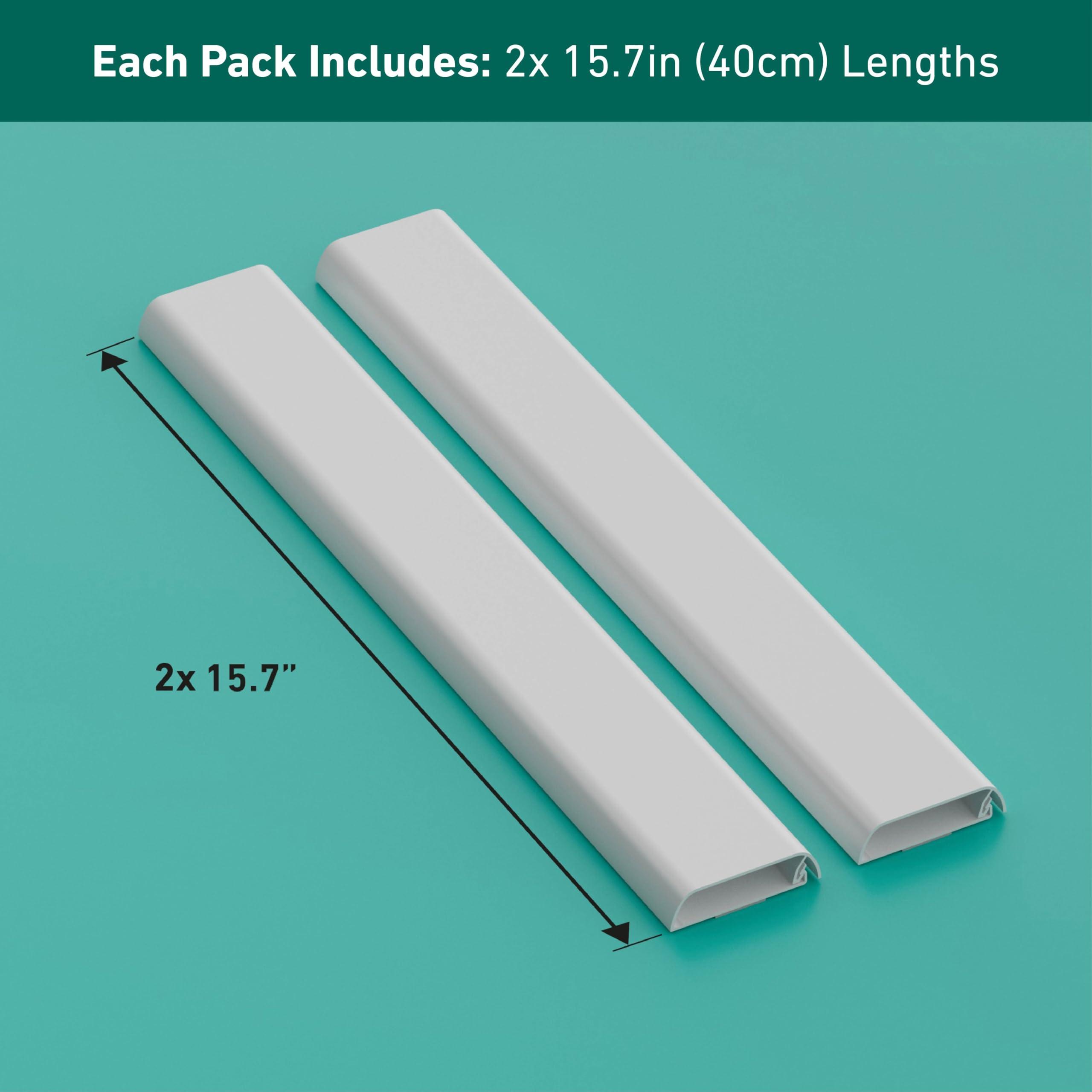 D-Line D-Line TV Wall Mount Cord Hider, Hide Mounted TV Cables, Wire Covers, Self Adhesive Cover for Cords, Paintable, Low Profile, Seamless Cable Raceway - 2X 2.36in W x 0.59in H x 15.7in L - White