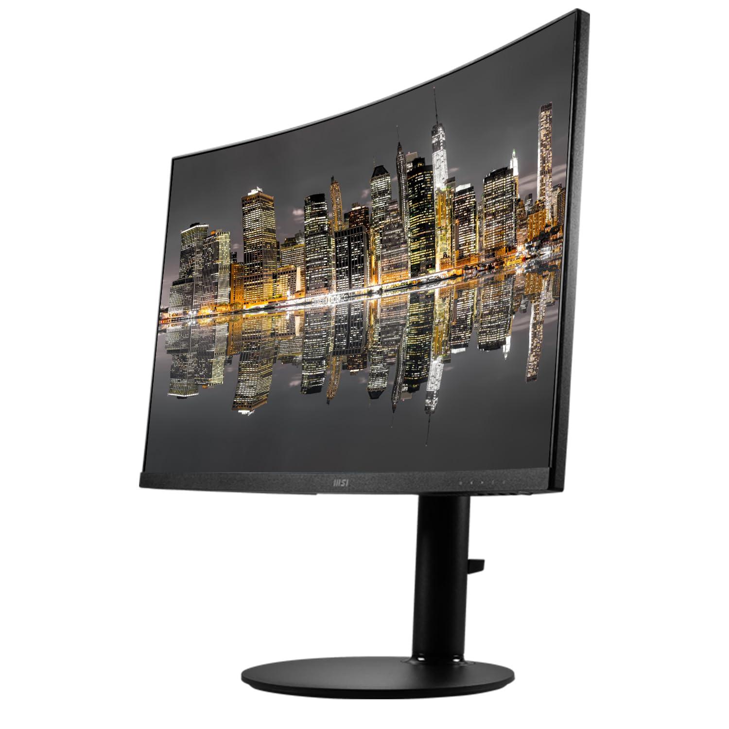 MSI MSI Modern MD271CP Curved 27-inch 1080P Full HD LCD Monitor, 2-Pack Bundle with Less Blue Light, Anti-Flicker, HDMI, DisplayPort, USB-C, Integrated Speakers, Desk Mount Dual Monitor Stand