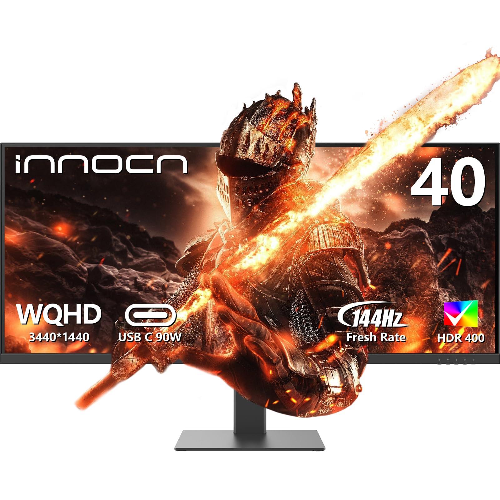 INNOCN INNOCN 40C1R Ultrawide Monitor 40\" WQHD 3440 x 1440p 144Hz AMD FreeSync Premium HDR400 21:9 Computer Monitor 95% DCI-P3 500Nits IPS USB Type-C HDMI Tilt/Height Adjustable Monitor, Mountable