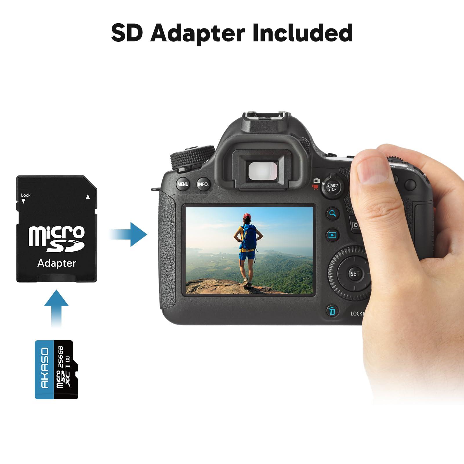AKASO AKASO 256GB microSDXC U3 Memory Card - Up to 100MB/s, UHS-I C10, U3, Full HD, 4K UHD, MicroSD Card