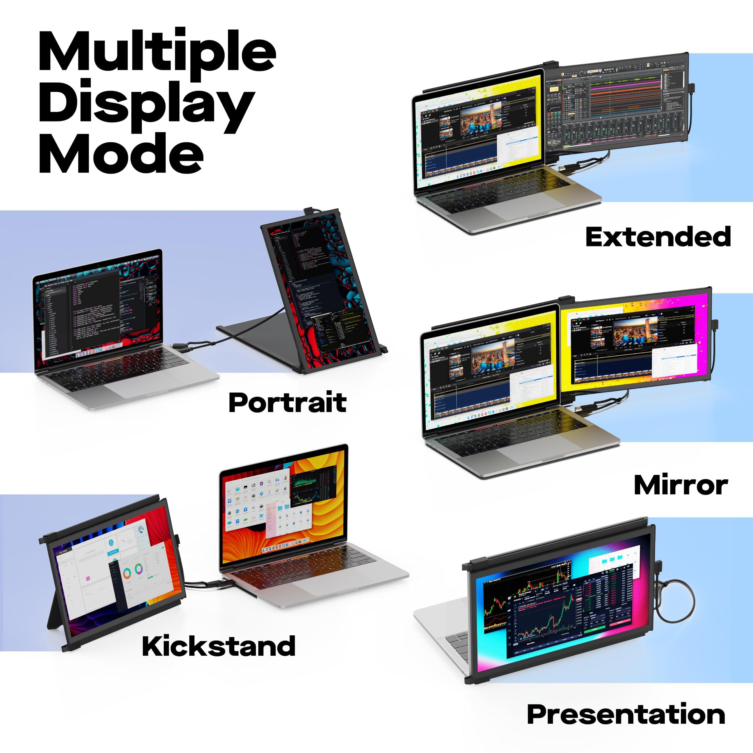 Duex Duex Plus DS 2024 Mobile Pixels 13.3\" Full HD IPS 1080P Portable Monitor, Laptop Screen Extender, Type-C/HDMI Plug and Play, Support Windows/Mac/Android/Switch Compatible