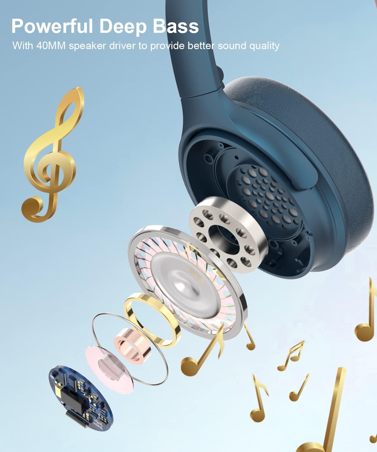 INFURTURE INFURTURE Active Noise Cancelling Headphones, H1 Wireless Over Ear Bluetooth Headphones, Deep Bass Headset, Low Latency, Memory Foam Ear Cups,90H Playtime