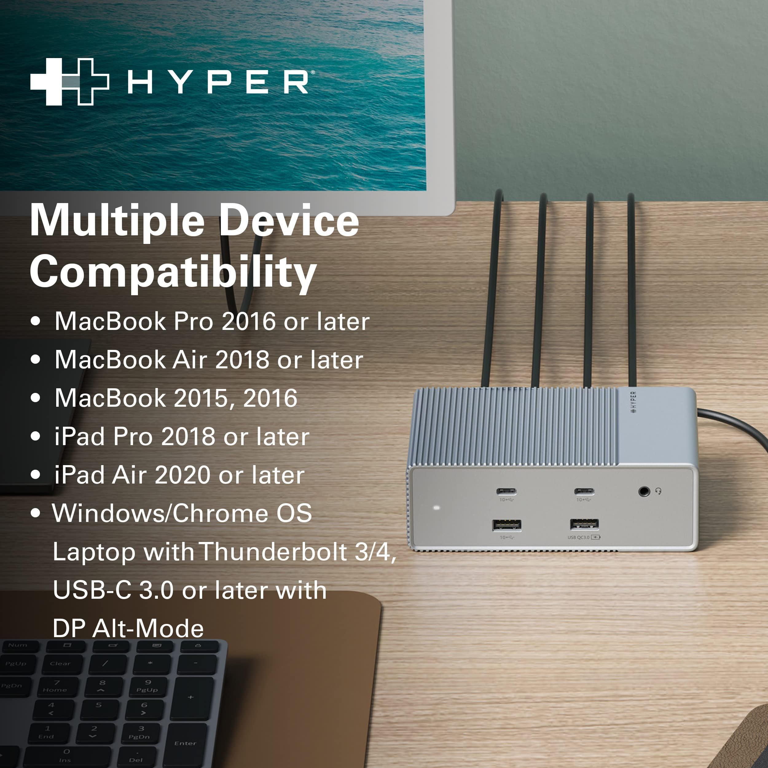 Hyper HyperDrive GEN2 15-in-1 USB-C Docking Station for MacBook, iPad, PC - HDMI or DP, Up to 3 Extended Displays, High-Speed USB Data Transfer