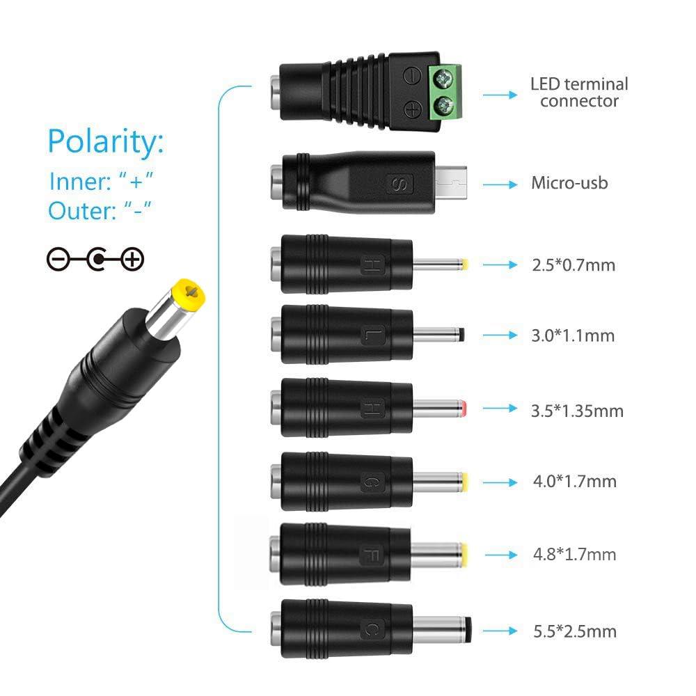 Belker Belker 12W 3V 4.5V 5V 6V 7.5V 9V 12V Adjustable Voltage Universal AC/DC Adapter Power Supply for Household Electronics,Micro USB - 1A Max. [BN]