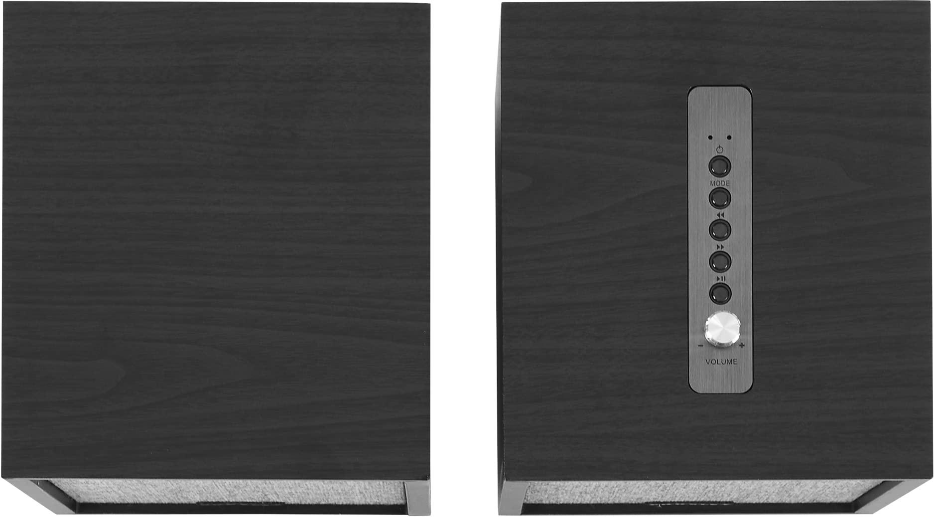 Crosley Crosley S200A-BK 4" Active Powered Bluetooth Stereo Speakers with Optical, USB, and Aux Connections, Black