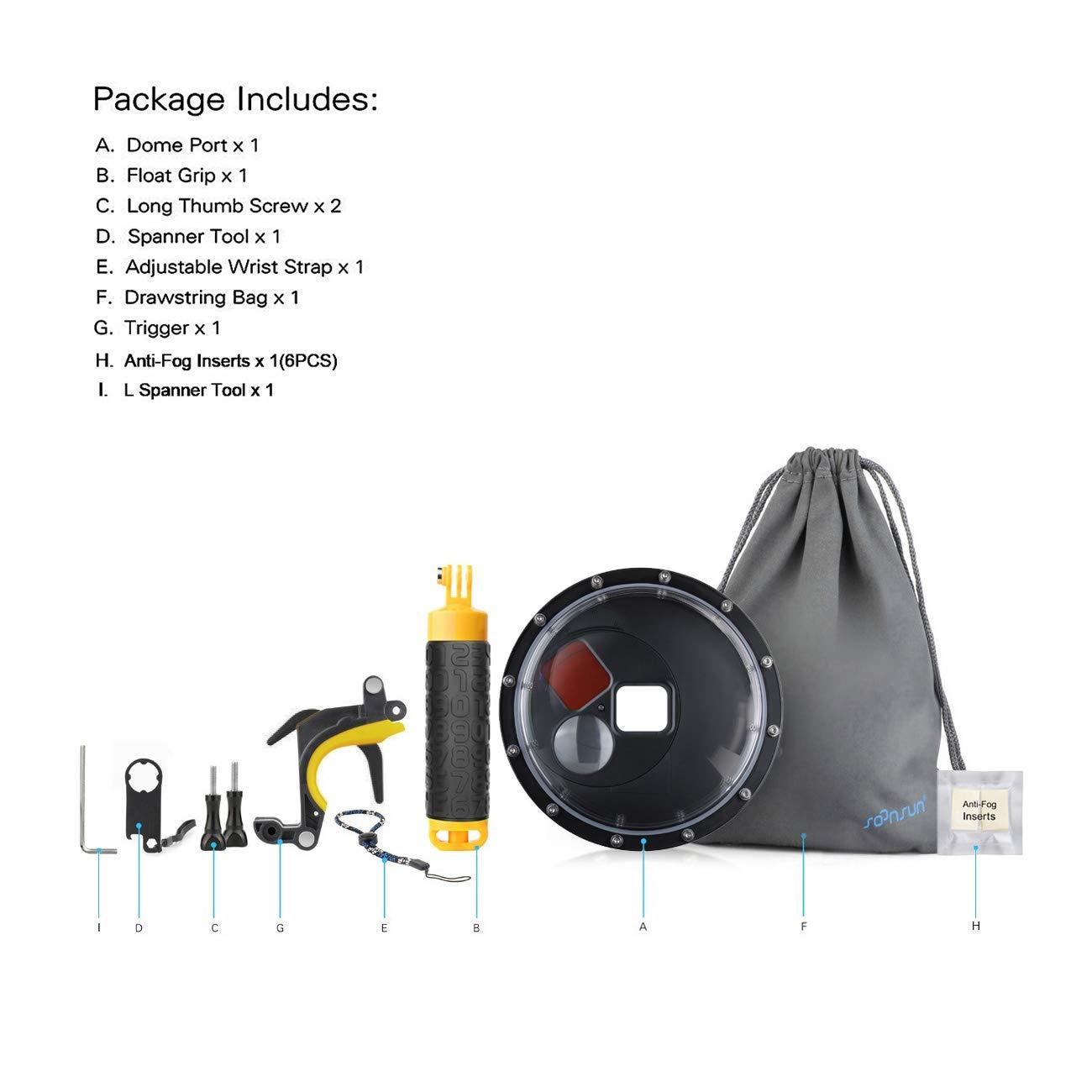 SOONSUN SOONSUN Dome Port for GoPro Hero 9 10 11 12 13 Black, Underwater Dome Lens with Waterproof Housing Case Built-in Switchable Red Filter, 10x Close-up Macro Filter and Standard Mode