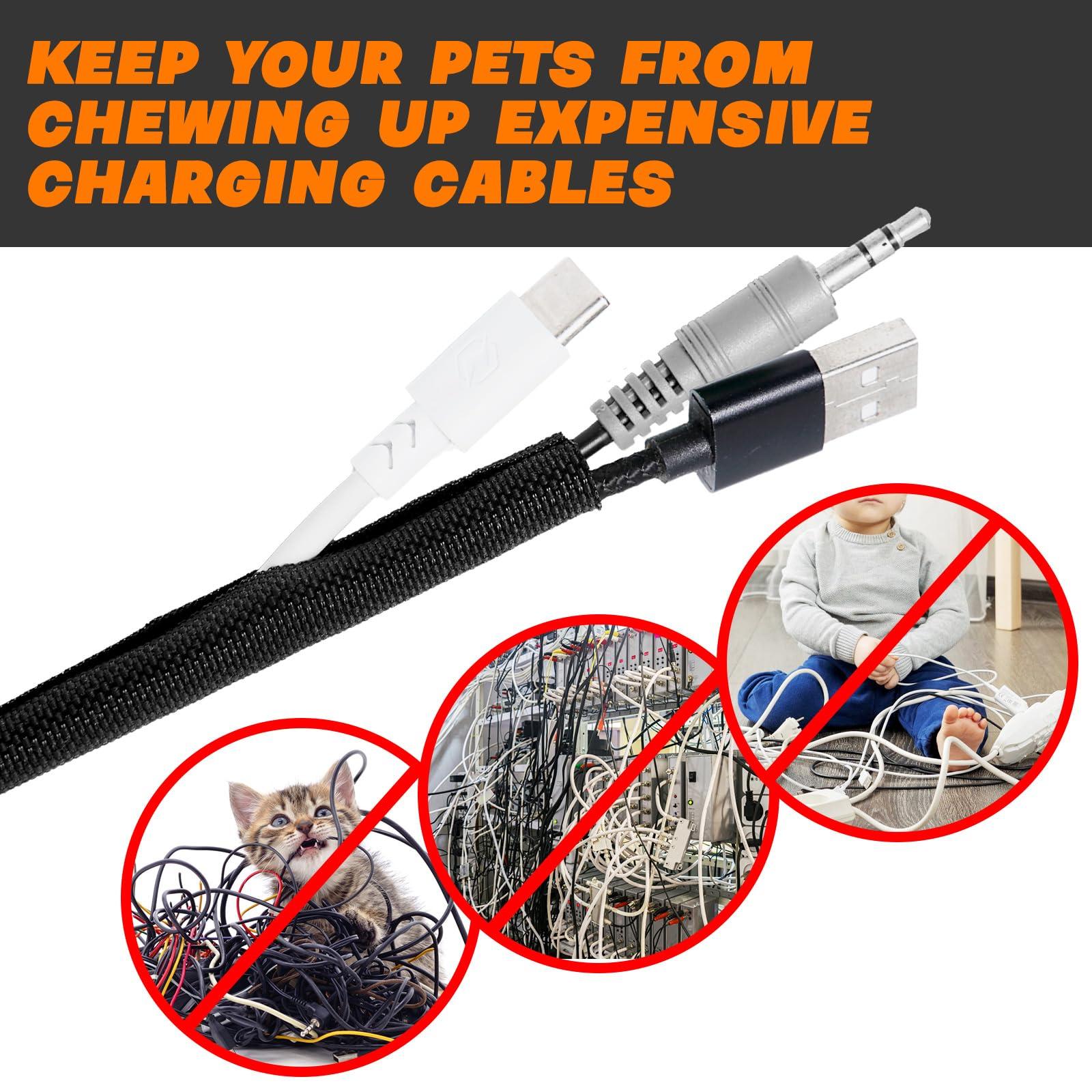 SKNONO Split Braided Sleeve Cable Management Wire Loom Cord Covers for High-Temperature Automotive Harness and Home Cable Management, 25ft - 1/4 inch Self-Wraping Tubing Cord Protector