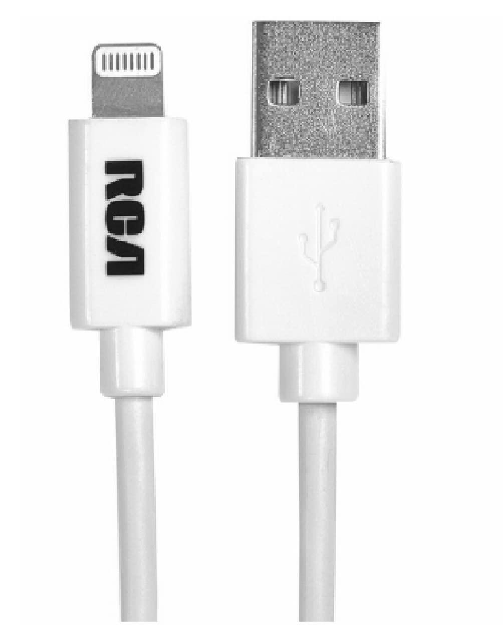Audiovox Jensen Lightning to USB Cable, 4 ft, White