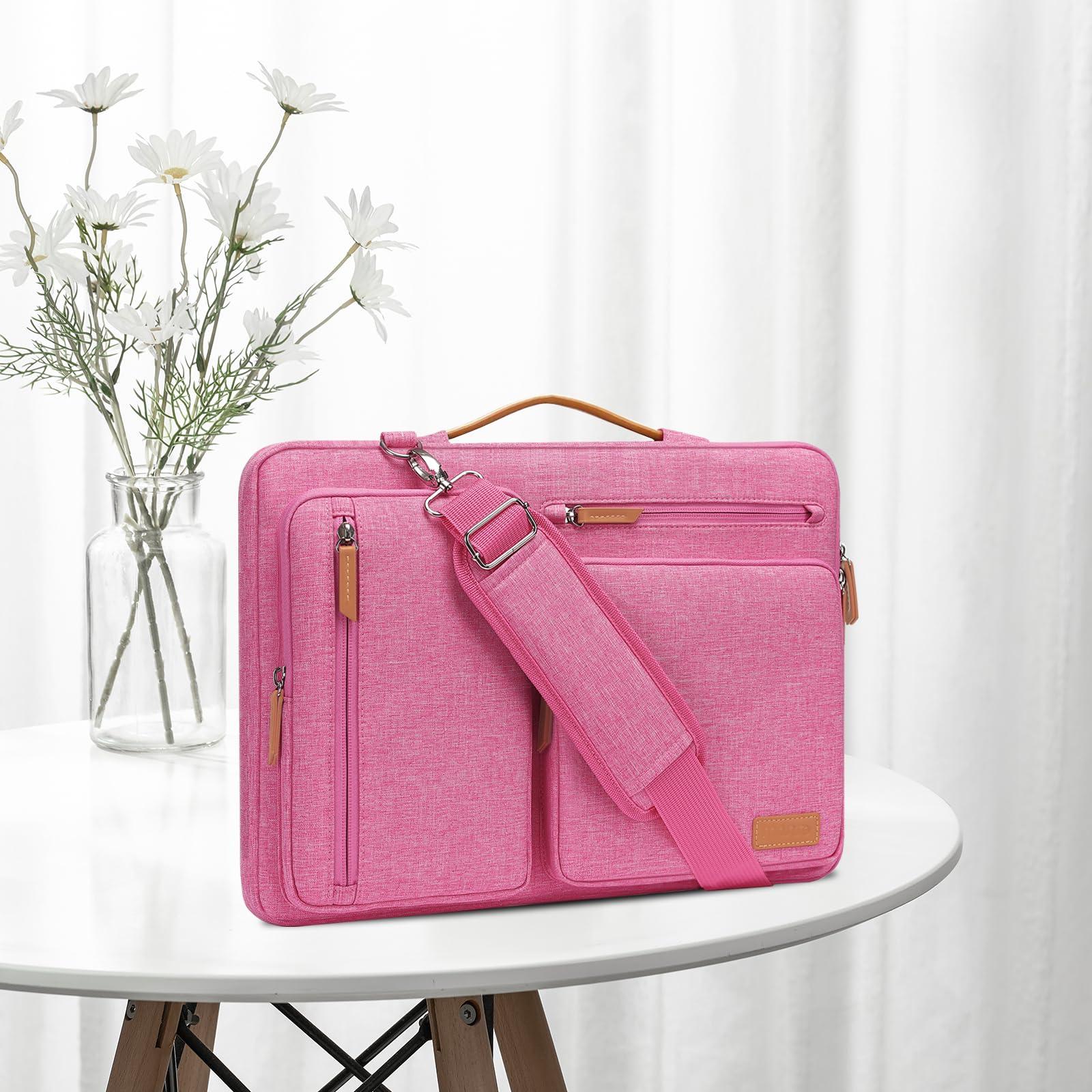 MOSISO MOSISO 360 Protective Laptop Shoulder Bag,13-13.3 inch Computer Bag Compatible with MacBook, HP, Dell, Lenovo, Asus Notebook,Side Open Messenger Bag with 4 Zipper Pockets&Handle, Rose Red