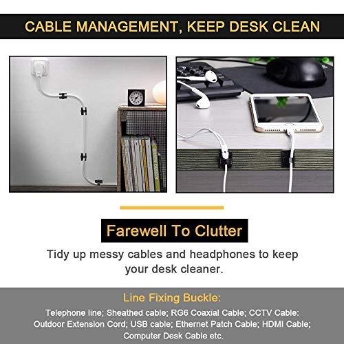 EtoBesy Cable Clips Adhesive Cord Organizer, Management 3M Cable Ties Wire Clips Organizer Cable Clamp Holders for Desk Car Tables PC Laptop TV Home Office Walls (0.75\"x0.6\", 30pcs, Black)